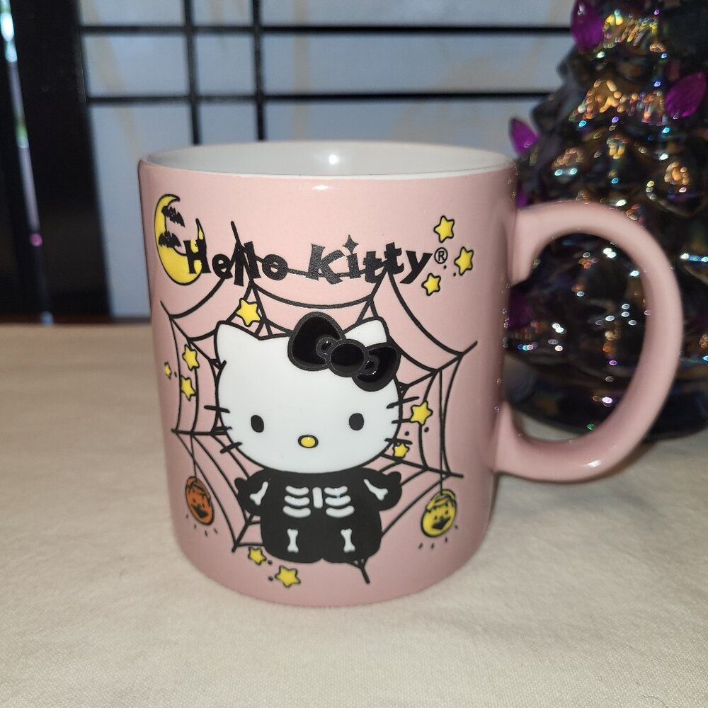 Hello Kitty Halloween Pink Skeleton Mug - Spiders Double Sided Mug - NWT